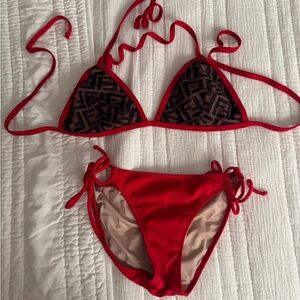 Fendi Bikini Top and Red Bottom